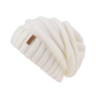 Abbildung von FURTALK Gestrickte Winter Slouchy Beanie Mütze Oversized Unisex Crochet Cable Ski Cap Baggy Slouch Hüte für Frauen Männer, Weiß, Einheitsgröße