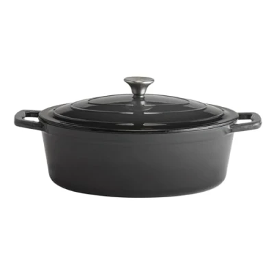 Abbildung von APS 88309 Bräter mit Deckel &quot;5 STARS&quot;, Gusseisen, induktionsgeeignet, ofenfest, inkl. Deckelhalter, 33 x 25 cm, 5 Liter, anthrazit