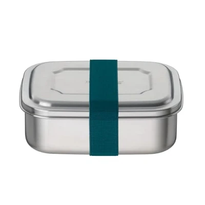Abbildung von TC SANDWICH BOX 0,80 l, teal, Edelstahl unlackiert mit Textilband Brotdose aus Edelstahl, Pausenbrot für Uni, Schule, Büro, spülmaschinenfest, THERMOCAFÉ by THERMOS