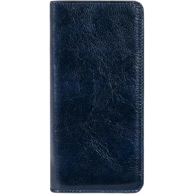 Abbildung von Time Resistance Blau Leder Anzug Geldbörse Vollnarbenleder Geldbeutel hergestellt in Italien Schlankes Portemonnaie 100% Brusttasche Hohes Billfold Kartenetui Slim Suit Wallet
