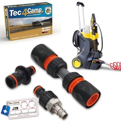 Abbildung von MaJoCompTec® DRYTUBE Adapter zum Entwässern Frostschutz für Wasserhahn Schlauchtrommel Wasserleitung Hochdruckreiniger Wohnmobil Garten Zubehör (Druckluft Anschluss, Entwässerungs Set)