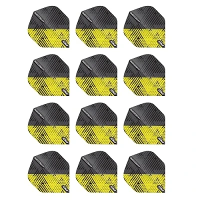 Abbildung von RED DRAGON Hardcore Radical Gelb und Schwarz Fleck Dartflug 4 Set pro Packung (insgesamt 12 Dart Flights)