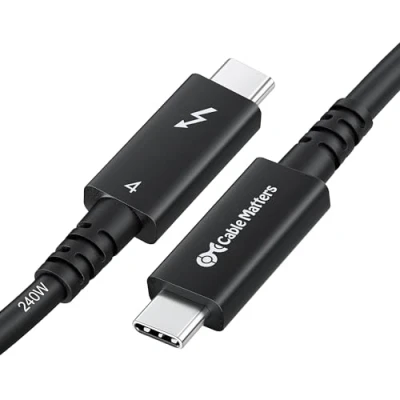 Abbildung von Cable Matters [Intel Certified] 40Gbps Active Thunderbolt 4 Kabel 2m mit 240W Ladeleistung und 8K Video Vollständig kompatibel USB C/USB C, / USB4 3