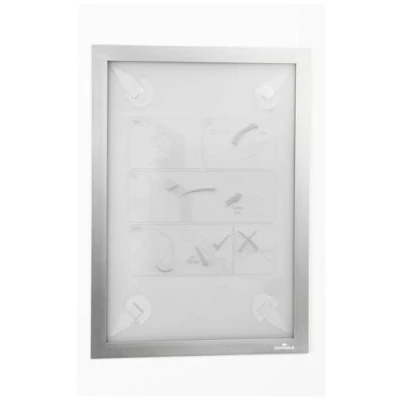 Abbildung von Durable Info Rahmen Duraframe Wallpaper (A4, mit Magnetverschluss, inkl. Klebestreifen für sensible Oberflächen, rückstandslos ablösbar) 1 Stück, silber, 484323