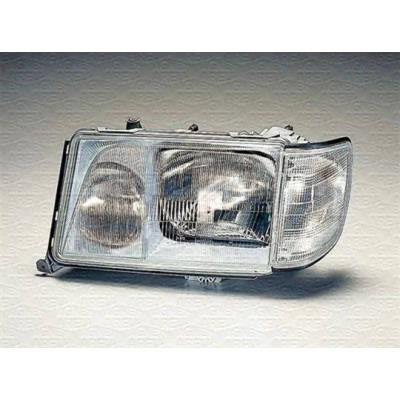 Abbildung von MAGNETI MARELLI 710301073317 Scheinwerfer links H4, H3 Halogen mit Blinklicht für Rechtsverkehr MERCEDES BENZ: E Class Saloon, Convertible