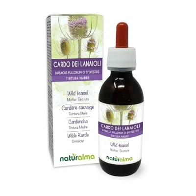 Abbildung von Wilde Karde (Dipsacus fullonum oder D. sylvestris) Wurzeln Alkoholfreier Urtinktur Naturalma Flüssig Extrakt Tropfen 120 ml Nahrungsergänzungsmittel Veganer
