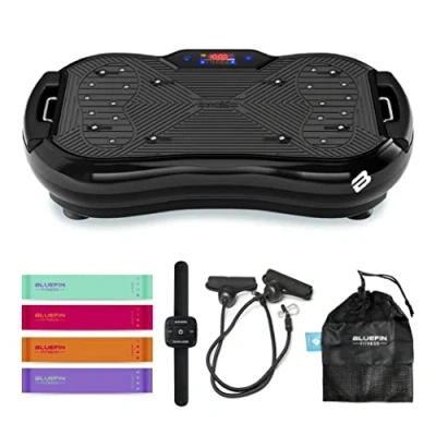 Abbildung von Bluefin Fitness Vibrationsplatte Ultra Slim Plus Trainingsgerät für Ganzkörpertraining Kompaktes Design Power Plate mit Widerstandsbändern Vibrations Trainer Zuhause
