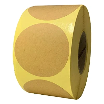 Abbildung von 500 Stück 50mm Kraftpapier Aufkleber Rund, Etiketten Selbstklebend zum Beschriften