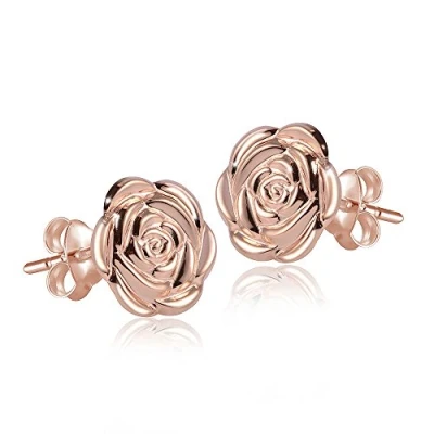 Abbildung von Materia Blumen Ohrstecker Rosegold 925 Silber rose vergoldet groß SO 254 R