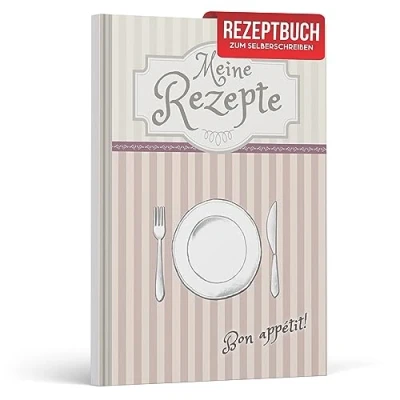 Abbildung von LifeDesign Rezeptbuch zum Selberschreiben A5 Meine Rezepte Notizbuch Buch selbst schreiben, DIY Kochbuch Hardcover mit stabiler Fadenbindung, 120 Seiten, Register