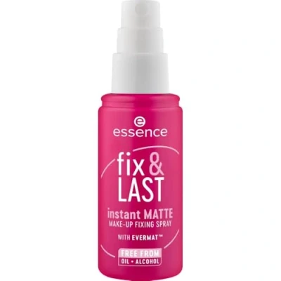 Abbildung von essence fix &amp; LAST instant MATTE MAKE UP FIXING SPRAY, Transparent, mattierend, fixierend, matt, vegan, ölfrei, ohne Parfüm, Alkohol, 1er Pack (50ml)