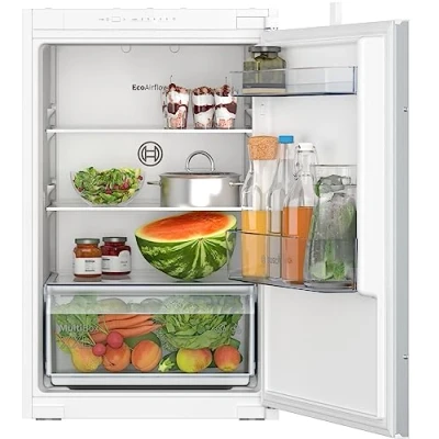 Abbildung von Bosch KIR21NSE0 Einbau Kühlschrank Serie 2, integrierbarer Kühlautomat ohne Gefrierfach 88x56 cm, 136L Kühlen, Schleppscharnier, MultiBox XXL, LED Beleuchtung, EcoAirflow, SuperCooling