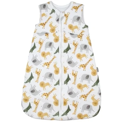 Abbildung von TupTam Baby Ganzjahresschlafsack 2.5 TOG, OEKO TEX zertifiziert, wattiert, Unisex, atmungsaktiv, Farbe: Safaritiere aquarell Gelb Grau Grün, Größe: 56 62