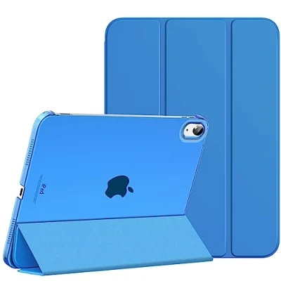 Abbildung von MoKo Hülle für ipad 10. Generation 2022, 10,9 Dünne Leichte PU Leder Tablet mit Auto Schlaf/Aufwach Funktion Transluzente PC Rückseite, Blaue Welle