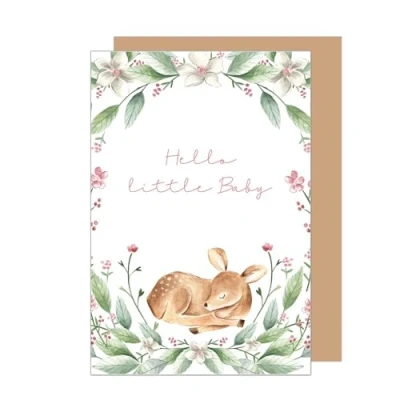 Abbildung von Edition Seidel Premium Glückwunschkarte zur Geburt mit Umschlag. Karte Babykarte Ereigniskarte Grusskarte Billet Hello little Baby Tiere Ereignis Junge Mädchen (E279 SW024)