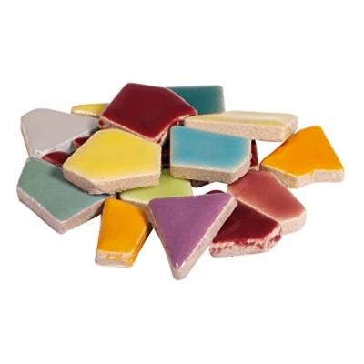 Abbildung von Rayher Fun Ceramica Mosaik Mix, polygonal, farbig glasierter Ton, Regenbogenfarbene Mischung zum Basteln, Dose 500g ,14863990, Regenbogen