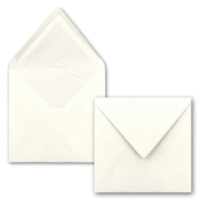 Abbildung von 100x Briefumschläge Quadratisch 16 x cm Eukalyptus Umschläge mit weißem Seidenfutter Kuverts ohne Fenster &amp; Nassklebung Für Einladungskarten zu Hochzeit und Geburtstag