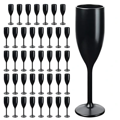 Abbildung von Schramm® Mehrweg Sektgläser in schwarz wählbar 6, 12, 24 oder 48 Stück 150 ml Champagner Glas Sektflöten Sektkelch Stielglas Gläser Fassungsvermögen, Größe:48