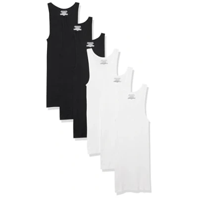 Abbildung von Amazon Essentials Herren Ärmellose Unterhemden, 6er Pack, Schwarz/Weiß, L