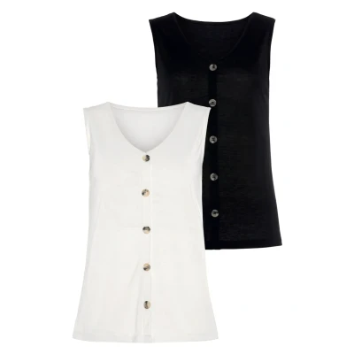 Abbildung von LASCANA Shirttop »mit Zierknopfleiste«, (2er Pack), aus pflegeleichter Qualität