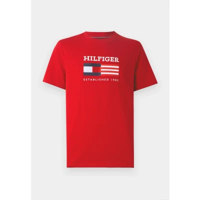 Abbildung von Tommy Hilfiger Americana Monotype FLAG BOX TEE Unisex Tshirt print, Größe: Small, Medium red