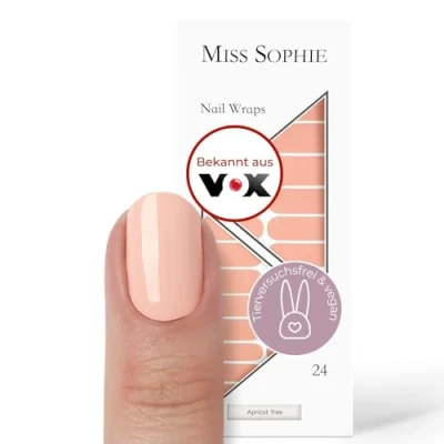 Abbildung von Miss Sophie Nagelfolie Apricot Tree Einfarbig, Apricot, Nail Wraps 24 ultra dünne selbstklebende langanhaltende Nagelfolien