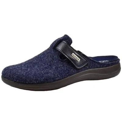 Abbildung von Rohde Damen Pantoffel Hausschuh Klettverschluss Softfilz Bari 6549, Größe:41 EU, Farbe:Blau