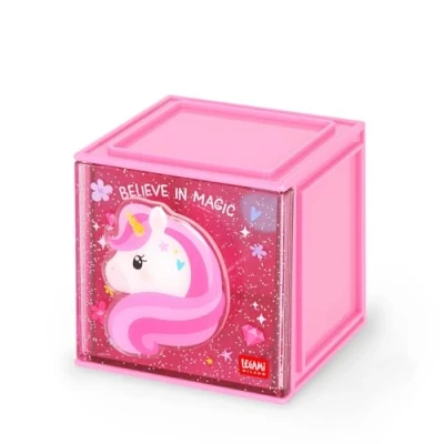 Abbildung von Legami Cutie Cubes Modular Desk Box, Unicorn, Schreibtisch Organizer, Aufbewahrung, inklusive Stickerbogen, stapelbar, multifunktional, ABS, 90 x 100 cm