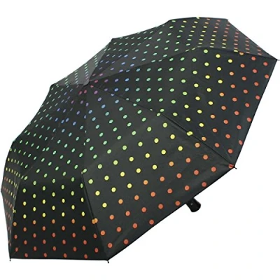 Abbildung von Taschenschirm stabil mit Automatik schwarz Bedruckt Rainbow dots