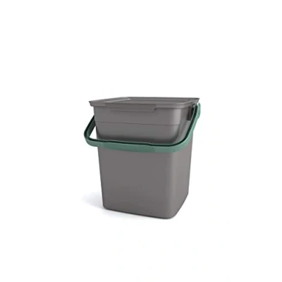 Abbildung von Curver Kis Smart Bio Komposteimer 9L mit Deckel und Henkel, grau/grün, 25.5 x 23 25 cm