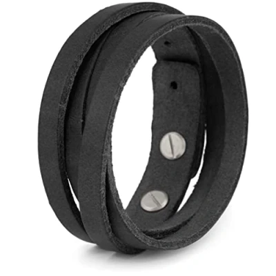 Abbildung von Simaru Lederarmband Herren aus Premium Leder Made in Germany, Männer Armband größenverstellbar schwarz, braun oder Hellbraun (Schwarz)