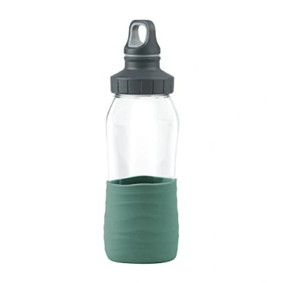 Abbildung von EMSA N3101100 DRINK2GO GLAS Trinkflasche 0,5 L Petrol 100 % dicht auch bei kohlensäurehaltigen Getränken (nicht für Softdrinks empfohlen) spülmaschinenfest BPA frei