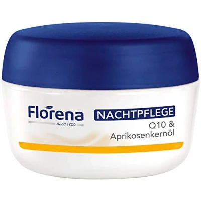 Abbildung von Florena Nachtpflege Q10 &amp; Aprikosenkernöl, Gesichtscreme gegen Falten mit Vitamin E, Nachtcreme fürs Gesicht für frischere Ausstrahlung, feuchtigkeitsspendende (50 ml)