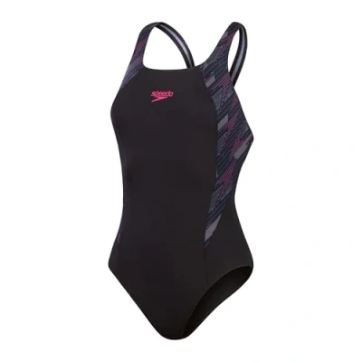 Abbildung von Speedo Womens Hyperboom Splice Muscleback Badeanzug, Damen, Größe: 32, Black/electric pink/usa charcoal