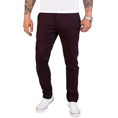 Abbildung von Rock Creek Herren Chino Hose Slim Fit Business Hosen Chinohose Stoffhose Chinos für Männer Casual Elegante RC 2154 Weinrot W31 L32