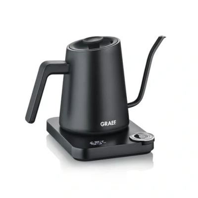 Abbildung von GRAEF Pour Over Wasserkocher GK502, Temperatureinstellung &amp; Timer, Schwanenhals Ausguss, 900 ml, matt schwarz