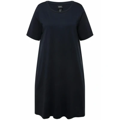 Abbildung von Ulla Popken Ronde HALS Korte Mouwen Zakken Jerseykleid, Damen, Größe: 42/44, Navy blue