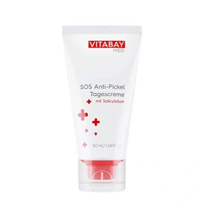 Abbildung von Vitabay SOS Anti Pickel Creme 50 ml Mit Salicylsäure, MSM und Arganöl Gegen Akne &amp; unreine Haut Mattierend Feuchtigskeitsspendend Made in Germany