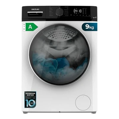 Abbildung von Cecotec Frontlader Waschmaschine 9 kg Bolero Dresscode 9610 Inverter A. 2000W, 1400 U/min, Niedriger Verbrauch, Dampffunktion, Plus Motor, 15 Progr, Optimiert Wasser und Waschmittelverbrauch
