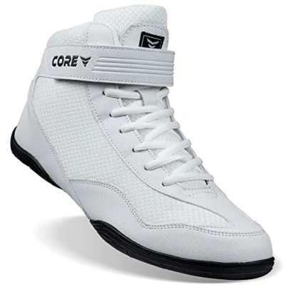 Abbildung von CORE Ringerschuhe für Herren, Damen und Kinder rutschfeste Kampfsportschuhe Robuste Trainingsschuhe Geeignet Wrestling, Crossfit Gewichtheben Kampfsport Schuhe Weiß, 42 EU