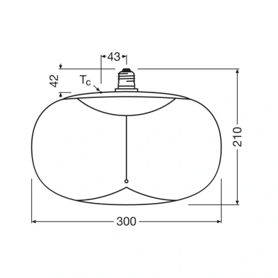 Abbildung von OSRAM Vintage 1906 Big Elipse ist eine dimmbare LED Lampe aus Kunststoff mit Filament in Ellipsenform. Sie bietet 12 W für 500 lm, E27 Fassung, Bernstein Design, 300 mm Durchmesser, CRI 80, 1800 K.