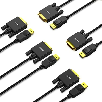 Abbildung von BENFEI DisplayPort auf DVI Kabel 1,8M 1080P@60HZ 5 Stück, Unidirektional DP Computer zu D 24+1 Monitor Stecker vergoldet für Lenovo Dell HP und andere Marken