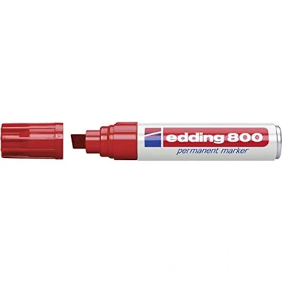 Abbildung von edding 800 Permanentmarker rot 1 Stift Keil Spitze 4 12 mm für breite Markierungen wasserfest, schnell trocknend, wischfest Karton, Kunststoff, Holz, Metall, Glas