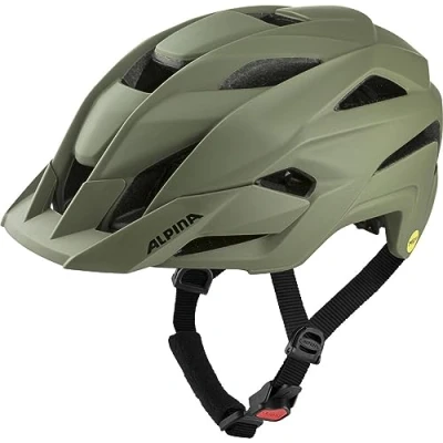 Abbildung von ALPINA STAN MIPS Leichter, Sicherer &amp; Optimal Belüfteter All Mountain Fahrradhelm Mit Fliegennetz Für Erwachsene, olive matt, 51 55 cm