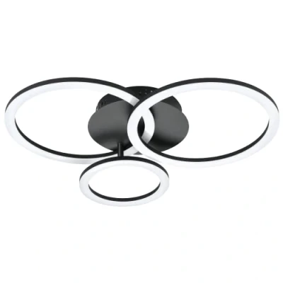 Abbildung von Eglo 900321 Deckenleuchte PARRAPOS Z Stahl schwarz, Kunststoff weiss LED 33W 3000 6500K L:54.5cm B:44.5cm H:9cm dimmbar mit Connect Funktion