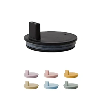 Abbildung von Design Letters Deckel für Baby und Kinder Persönliche Trinkglas aus Tritan (Schwarz) BPA frei, BPS frei EA matt gefärbter mit Silikonring, spülmaschinenfest, 14 g