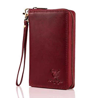 Abbildung von MATADOR Cadiz Leder Geldbörse Damen Pink Groß mit Geschenk Verpackung Luxus RFID Gross, Viele Fächer Edles Portemonnaie Brieftasche