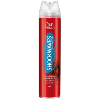Abbildung von WELLA SHOCKWAVES ultra STRONG POWER HOLD HAARLACK Styling Spray für bis zu 24h starken Halt mit Feuchtigkeits und UV Schutz 250 ml