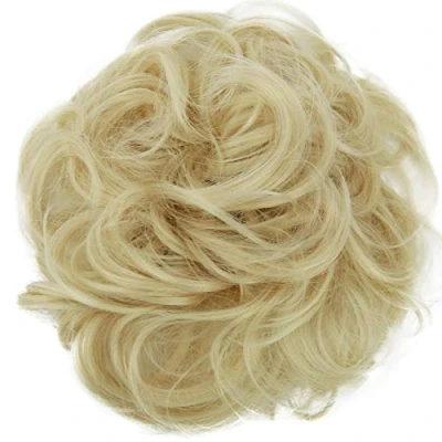 Abbildung von CAISHA Scrunchie Haarteil Haargummi Dutt Haarverdichtung Groß Emilia Gewellt Unordentlich DM15cm Platinblond G13E