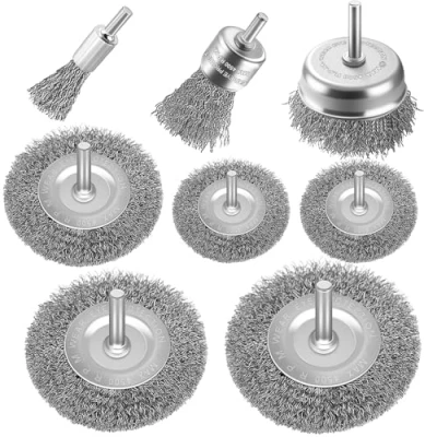 Abbildung von 8 Teilig Drahtbürsten Set für gründliche Reinigung 1/4 Zoll Schaft zur von Rost Bohraufsatz Ideal Haus, Garten vielseitige Anwendungsmöglichkeiten